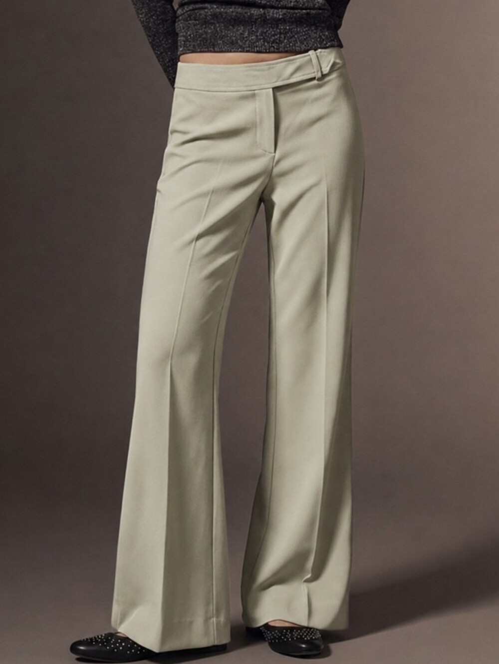 La Belle Vintage Flare Leg Pants Tan Size 5 Juniors (Fits Like 9) High Waist Y2K